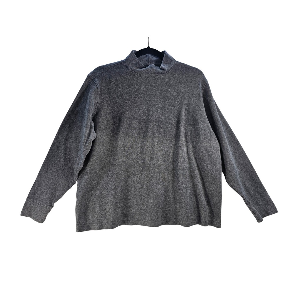 Lands End Relaxed Fit Mock Neck Long Sleeve Top Size 1X 16W 18W‎ Gray